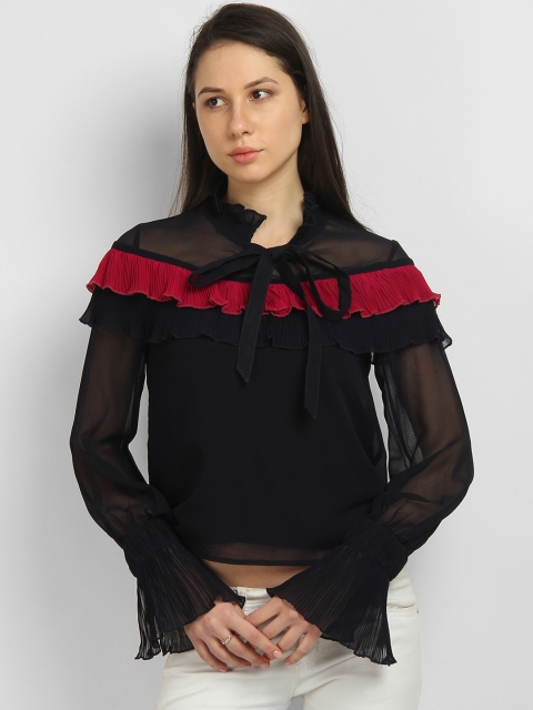 

LA LOFT Women Black Colourblocked A-Line Top