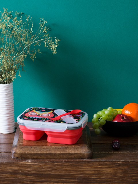 

Chumbak Black & Red Enchanted Garden Owl Plastic Lunch Box