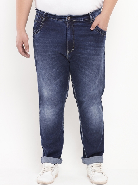 

John Pride Plus Size Men Navy Blue Regular Fit Mid-Rise Clean Look Jeans