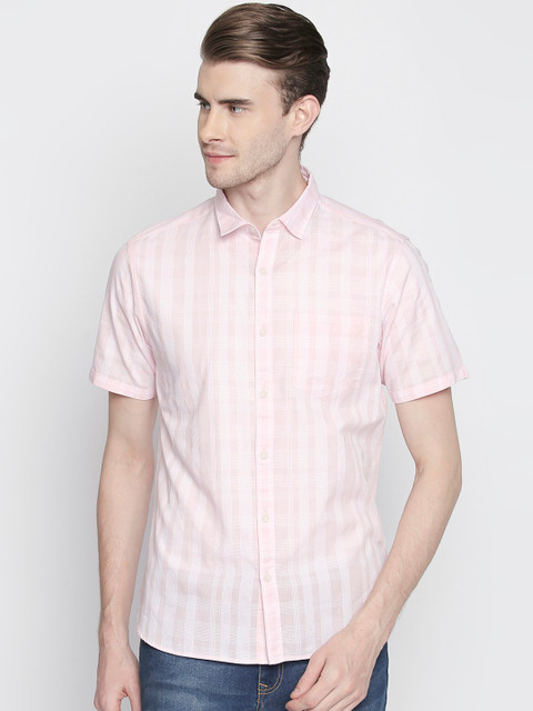 

BYFORD by Pantaloons Men Pink Regular Fit Checked Casual Shirt