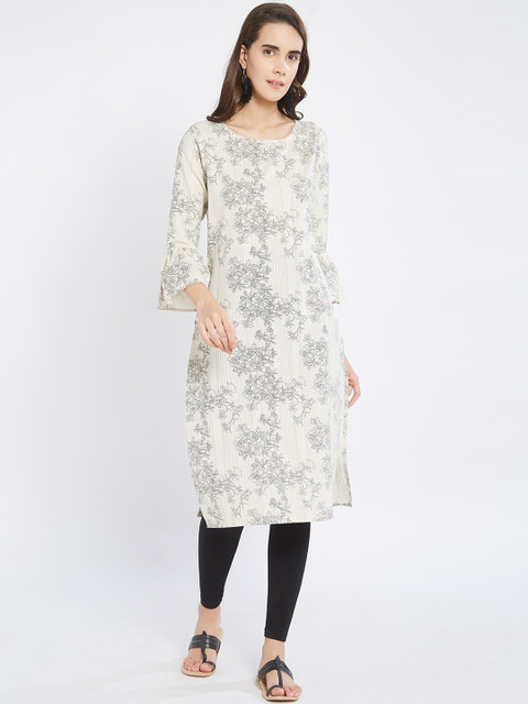 

Fusion Beats Women Off-White Printed Straight Kurta