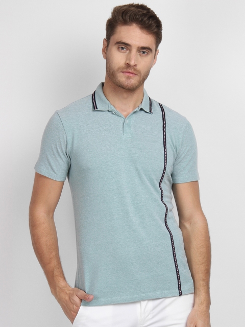 

LA LOFT Men Sea Green Solid Polo Collar T-shirt