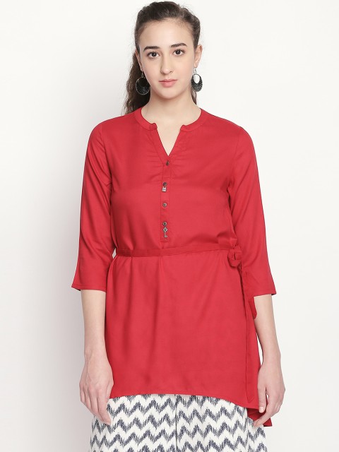 

AKKRITI BY PANTALOONS Red Solid Tunic