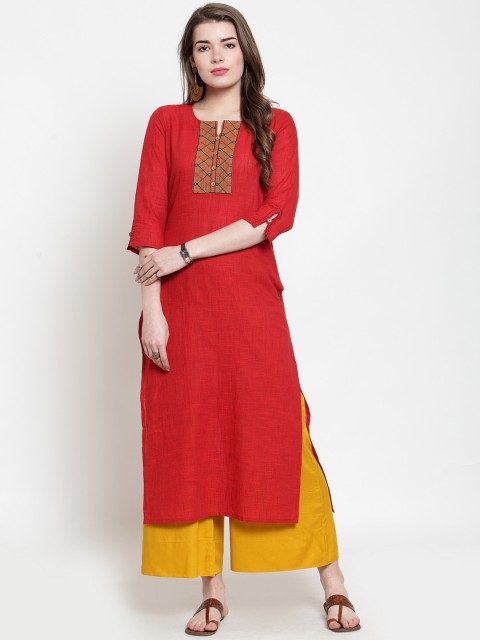 

Varanga Women Maroon Embroidered Kurta with Palazzos