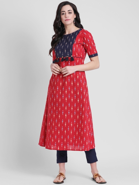 

Azira Women Red & Blue Printed A-Line Kurta