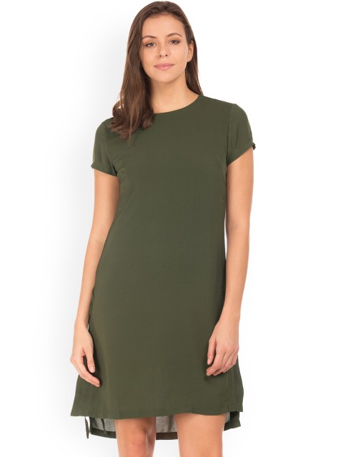

Elle Women Green Solid A-Line Dress