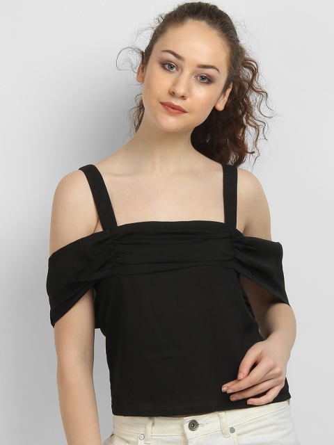 

LA LOFT Women Black Solid Top