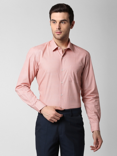 

Peter England Men Peach-Coloured Slim Fit Printed Formal Shirt