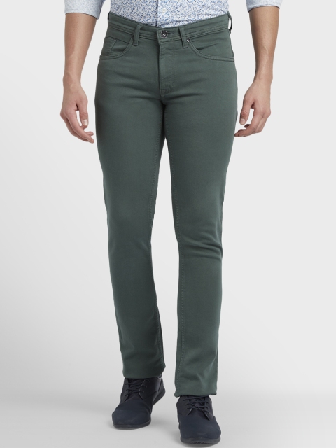 ColorPlus Men Green Tapered Fit Mid-Rise Clean Look Stretchable Jeans