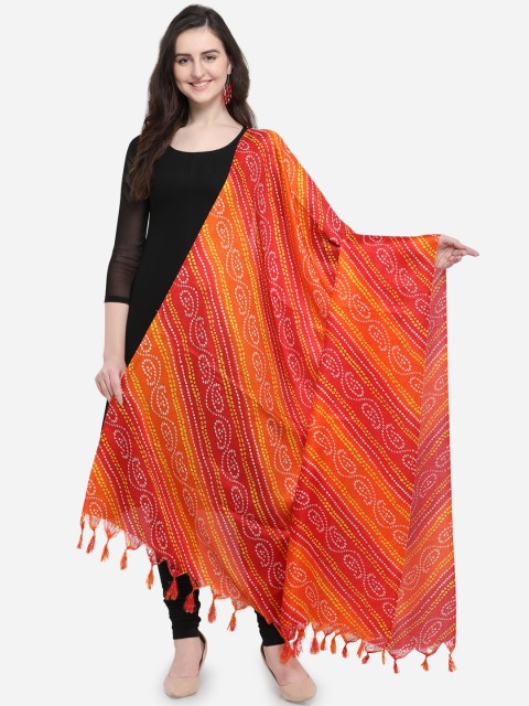

Satrani Red & Orange Printed Dupatta