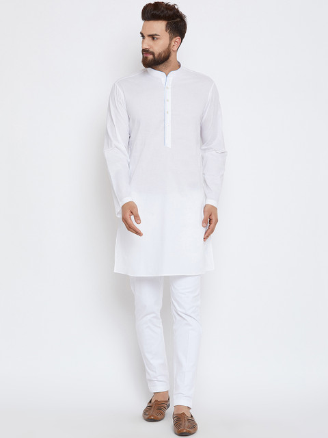 

See Designs Men White Solid Straight Kurta
