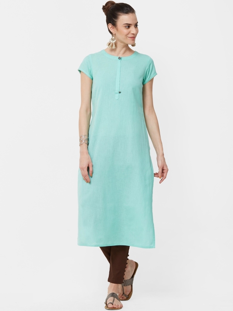 

Naari Women Sea Green Solid Straight Kurta