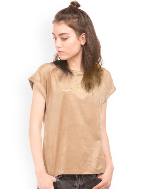 

Ed Hardy Women Brown Printed Top