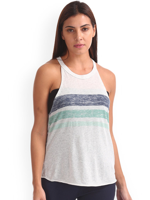 

Aeropostale Women Grey Striped Tank Top