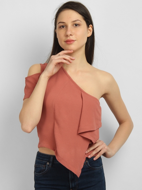 

LA LOFT Women Peach-Coloured Solid Top