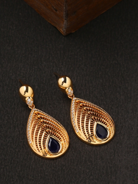 

Tistabene Gold-Toned Teardrop Shaped Drop Earrings