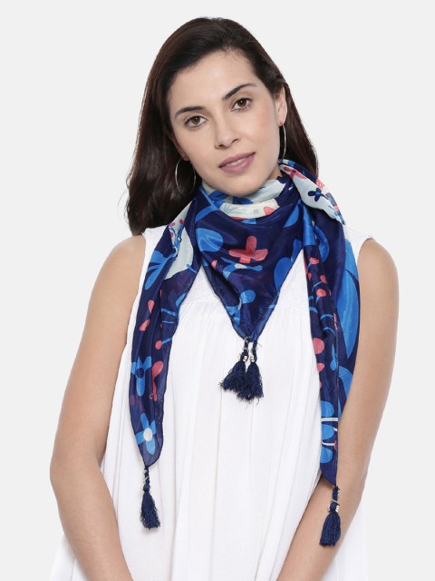

Chumbak Navy Blue & Pink Printed Scarf