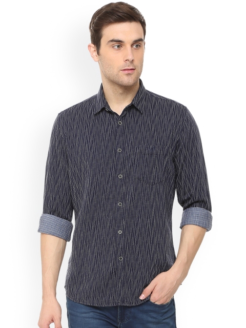 

Van Heusen Sport Men Navy Blue Slim Fit Striped Casual Shirt