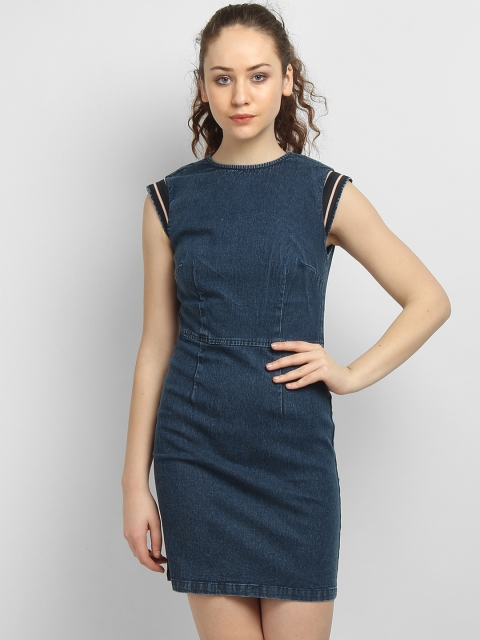

LA LOFT Women Blue Solid Sheath Dress