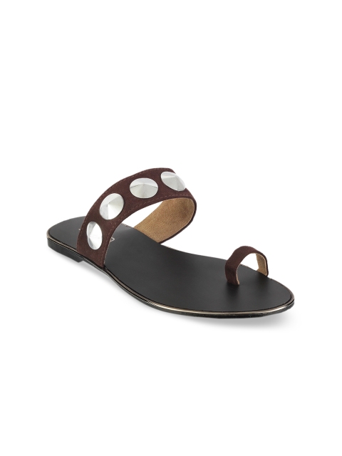 

SOLE HEAD Women Brown Solid One Toe Flats