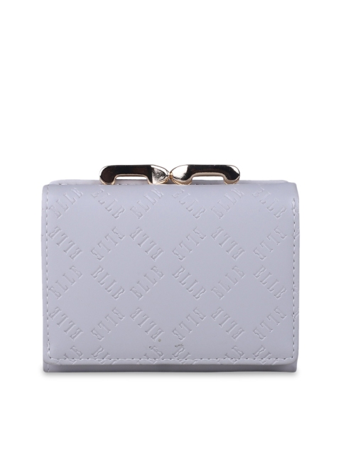 

ELLE Women Grey Textured Three Fold Wallet