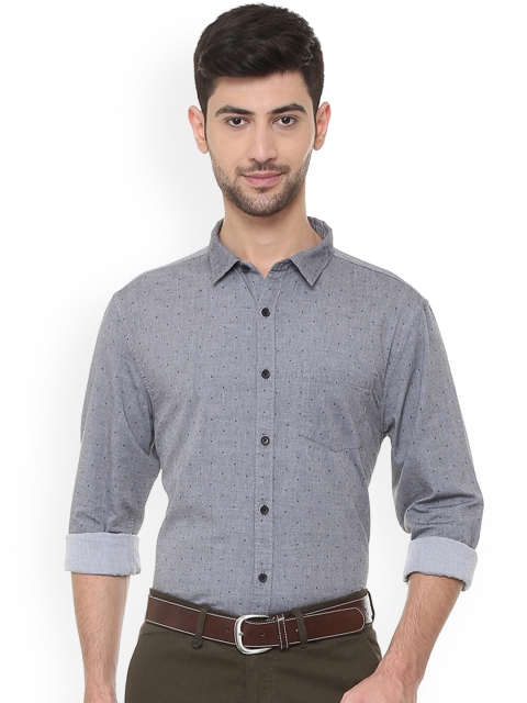 

People Men Grey Slim Fit Self Design Casual Shirt
