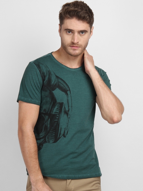 

LA LOFT Men Green Printed Round Neck T-shirt
