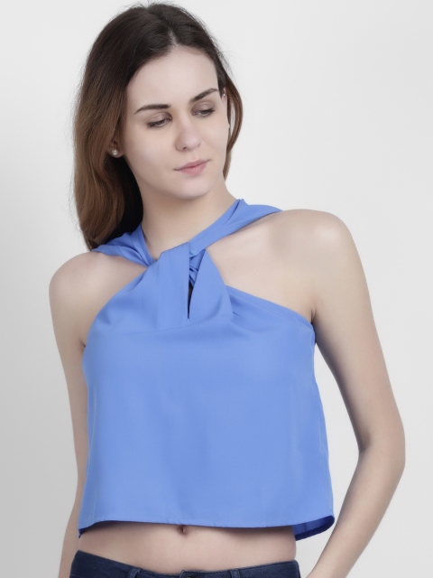 

LA LOFT Women Blue Solid Top