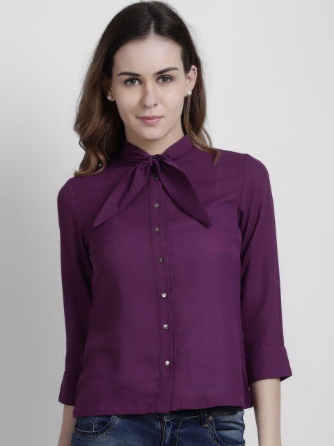 

LA LOFT Women Purple Regular Fit Solid Casual Shirt