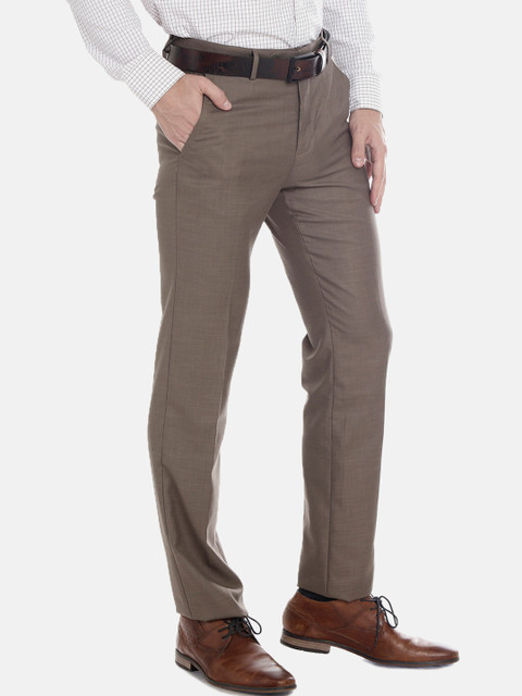 

Double Two Men Brown Comfort Slim Fit Solid Formal Trousers