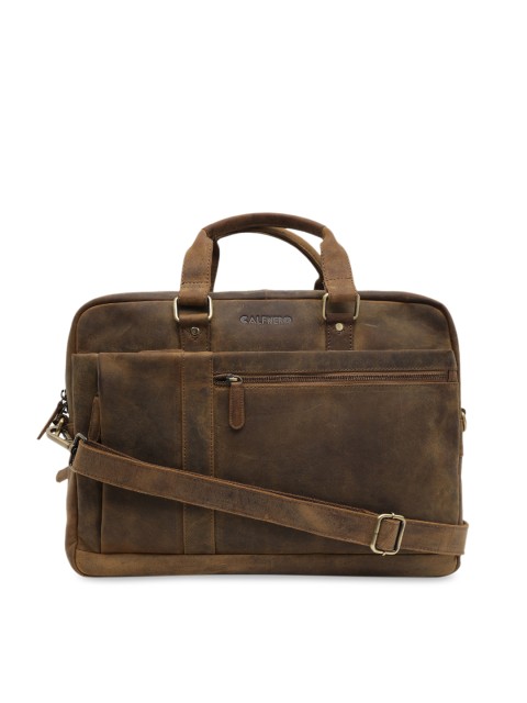 

CALFNERO Men Brown Solid Leather Messenger Bag