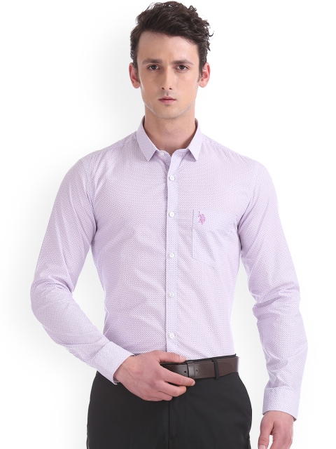 

U.S. Polo Assn. Tailored Men Purple Slim Fit Printed Formal Shirt