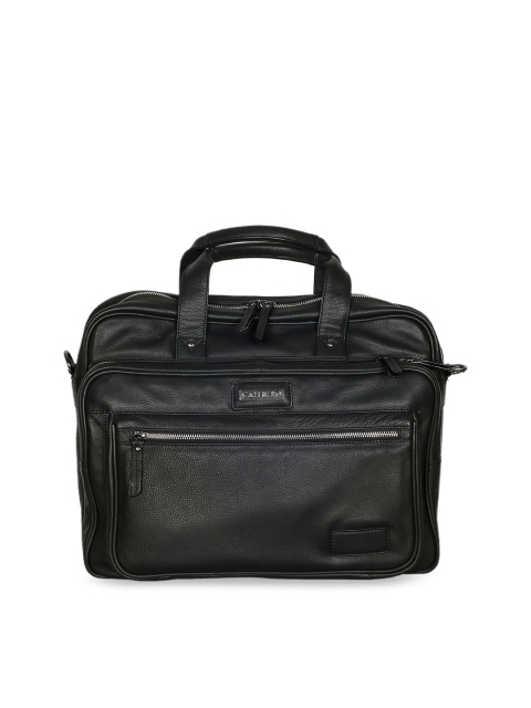 

CALFNERO Men Black Solid Leather Messenger Bag