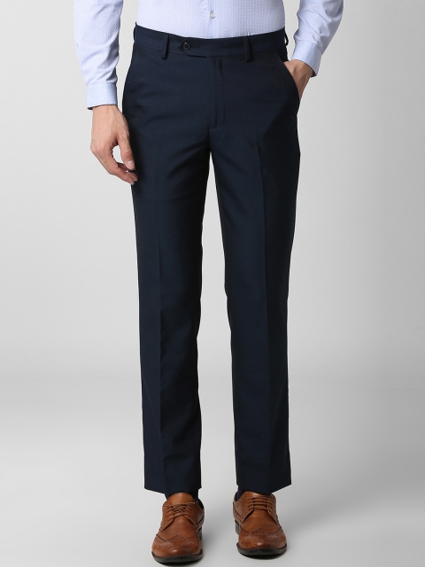 

Peter England Men Navy Blue Relaxed Slim Fit Solid Formal Trousers