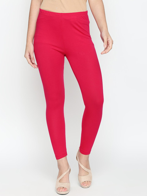 

RANGMANCH BY PANTALOONS Women Fuchsia Solid Ankle-Length Legging