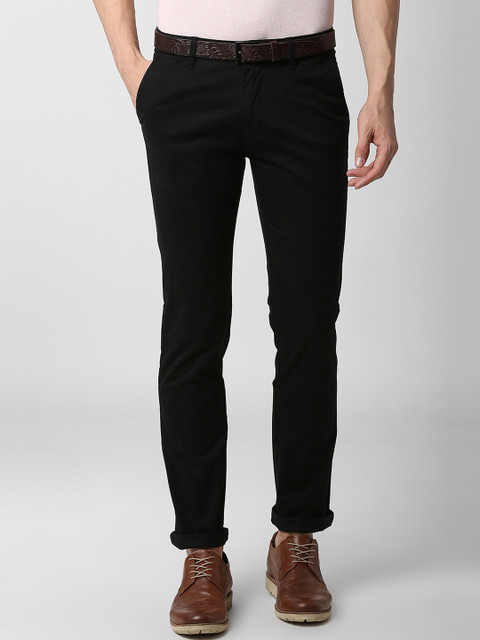 

Peter England Casuals Men Black Slim Fit Solid Regular Trousers