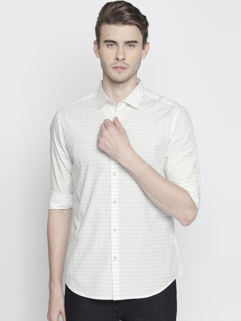 

BYFORD by Pantaloons Men White & Black Slim Fit Striped Casual Shirt