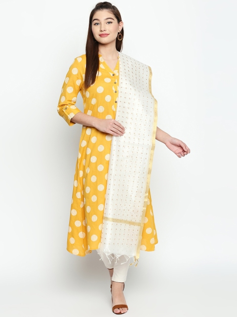 

RANGMANCH BY PANTALOONS White & Golden Printed Dupatta