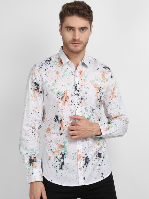 

LA LOFT Men White Regular Fit Printed Casual Shirt