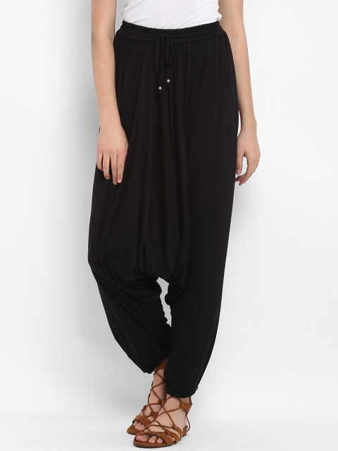 

Taurus Women Black Regular Fit Solid Drop Crotch Trousers
