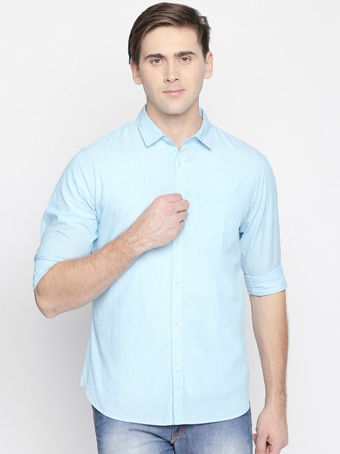 

BYFORD by Pantaloons Men Blue Slim Fit Solid Casual Shirt