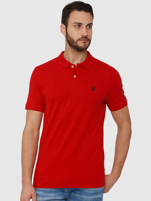 

SELECTED Men Red Solid Polo Collar T-shirt