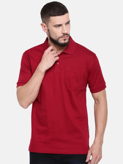 

RAMRAJ COTTON Men Maroon Solid Polo Collar T-shirt
