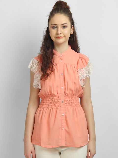 

LA LOFT Women Peach-Coloured Regular Fit Solid Casual Shirt