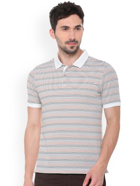 

Van Heusen Men White Striped Polo Collar T-shirt