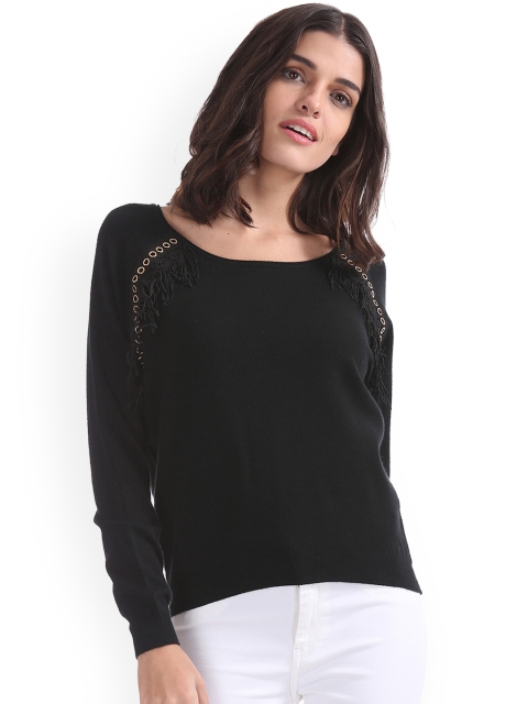 

Flying Machine Women Black Solid Top