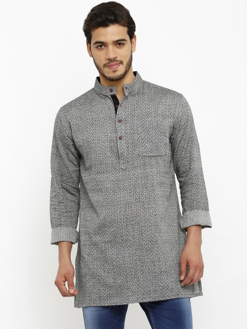 

SALWAR STUDIO Men Grey Printed Straight Kurta