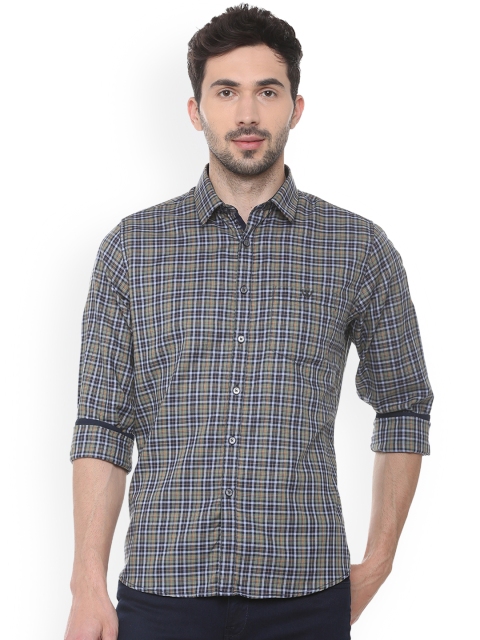 

Van Heusen Sport Men Green & Navy Blue Slim Fit Checked Casual Shirt