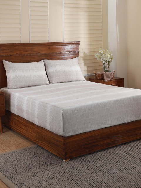 

MASPAR Brown Striped 210 TC Cotton 1 Queen Bedsheet with 2 Pillow Covers