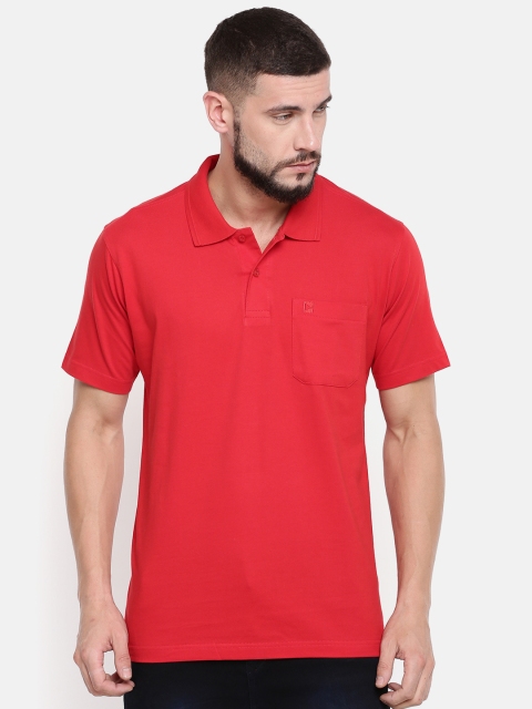 

RAMRAJ COTTON Men Red Solid Polo Collar T-shirt